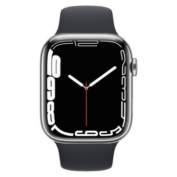 Apple Watch Series 7 GPS + Cellular - Silver Stainless Steel with Midnight Sport Band, 45mm - Good